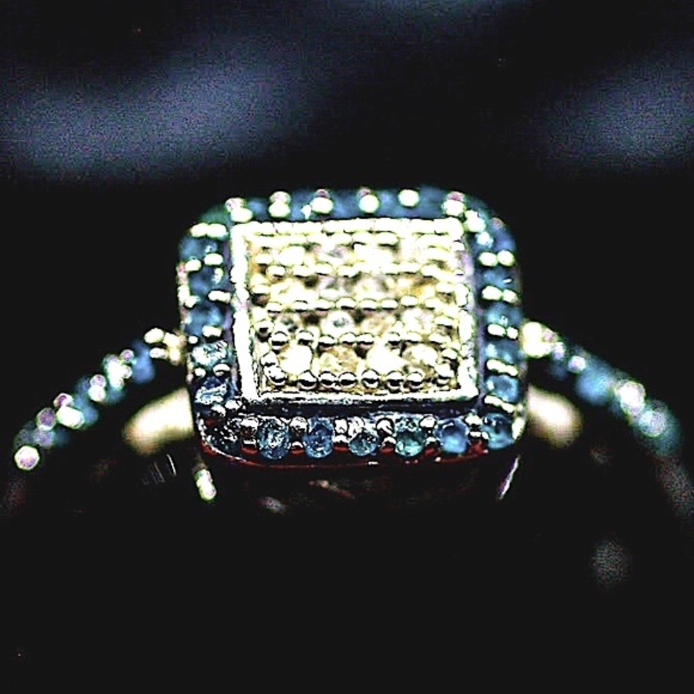 Appraised Diamond Ring | Genuine Blue & White Diamonds | 925 Sterling Silver | 7